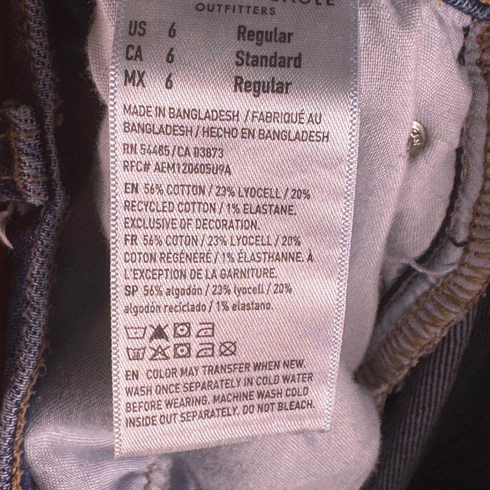 American Eagle Super High-Rise Ankle Straight Blue Seam Front 6 Reg Selvedge - Picture 12 of 13